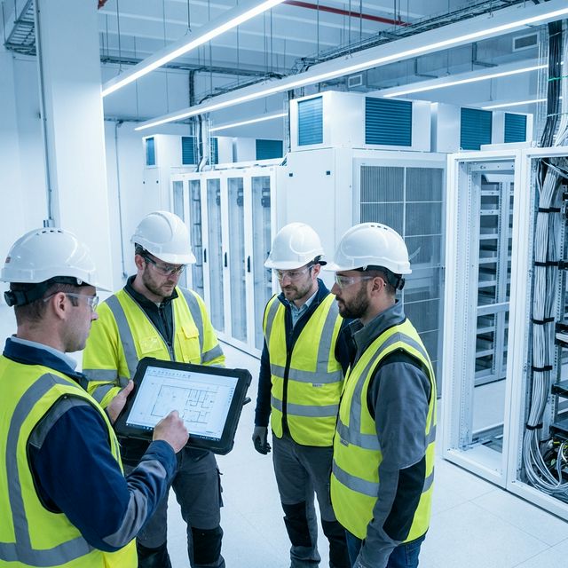 North Work team in a clean datacenter